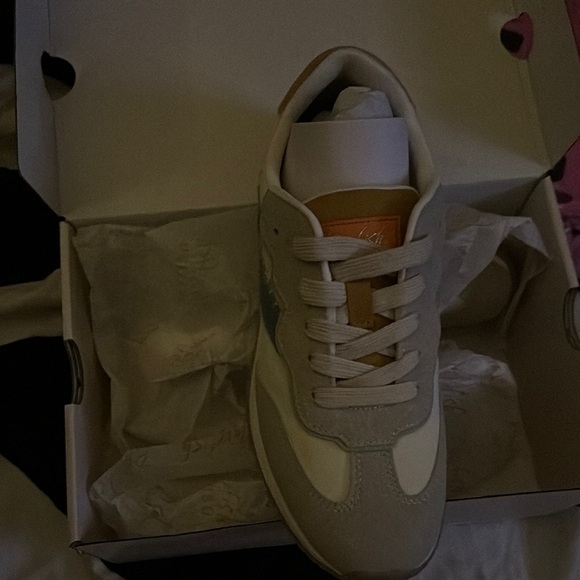 Beige and Blue Casual Sneakers - Picture 2 of 4